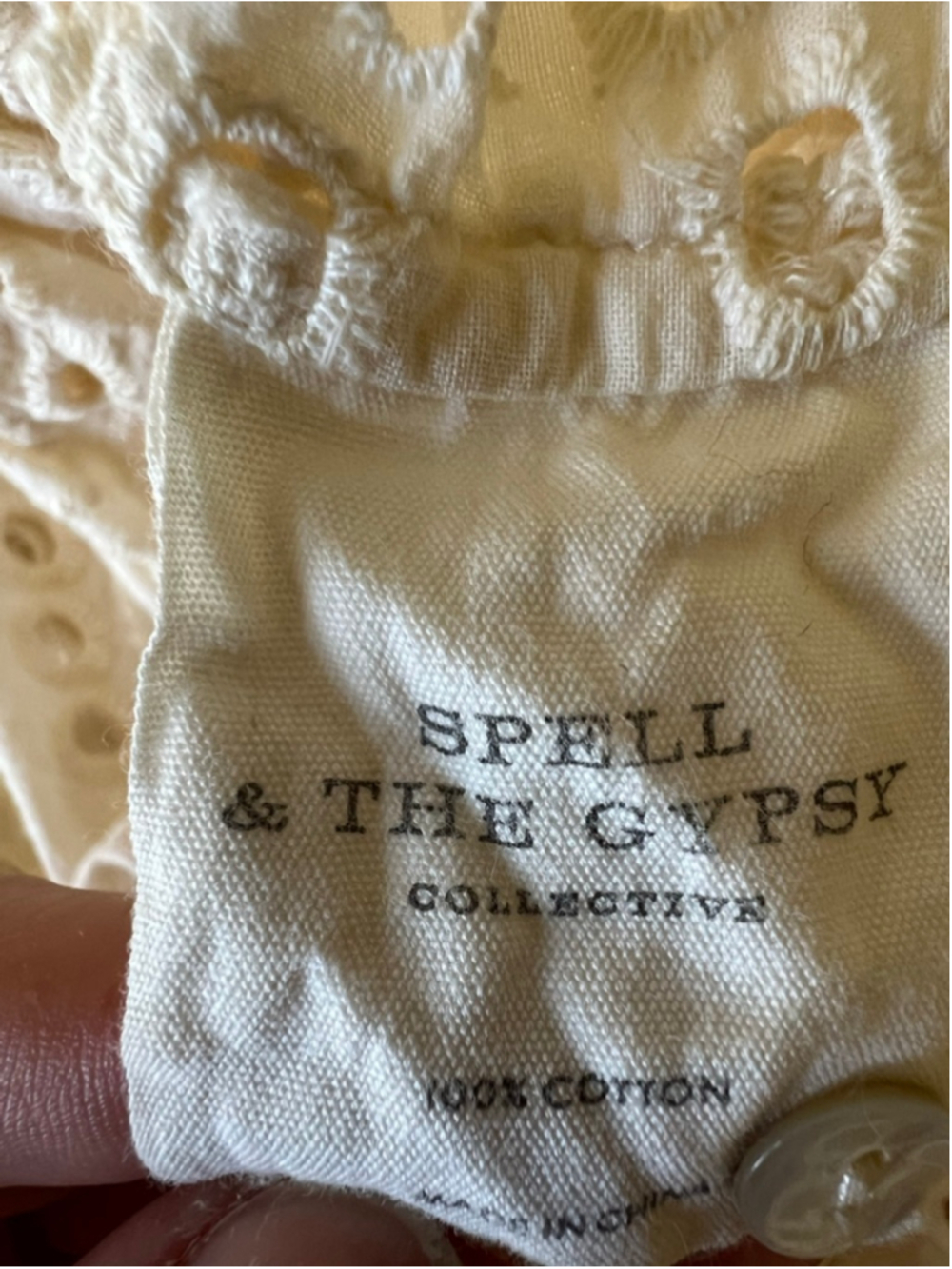 New Spell & The Gypsy Collective Cream Eyelet Maxi Dress S Runs L-can fit M & L! - Picture 6 of 6
